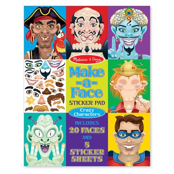 Make-A-Face Crazy Characters Sticker Pad Melissa & Doug