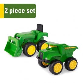 John Deere 6" Sandbox Toy Vehicle Set, Dump Truck and Tractor 2 Pack