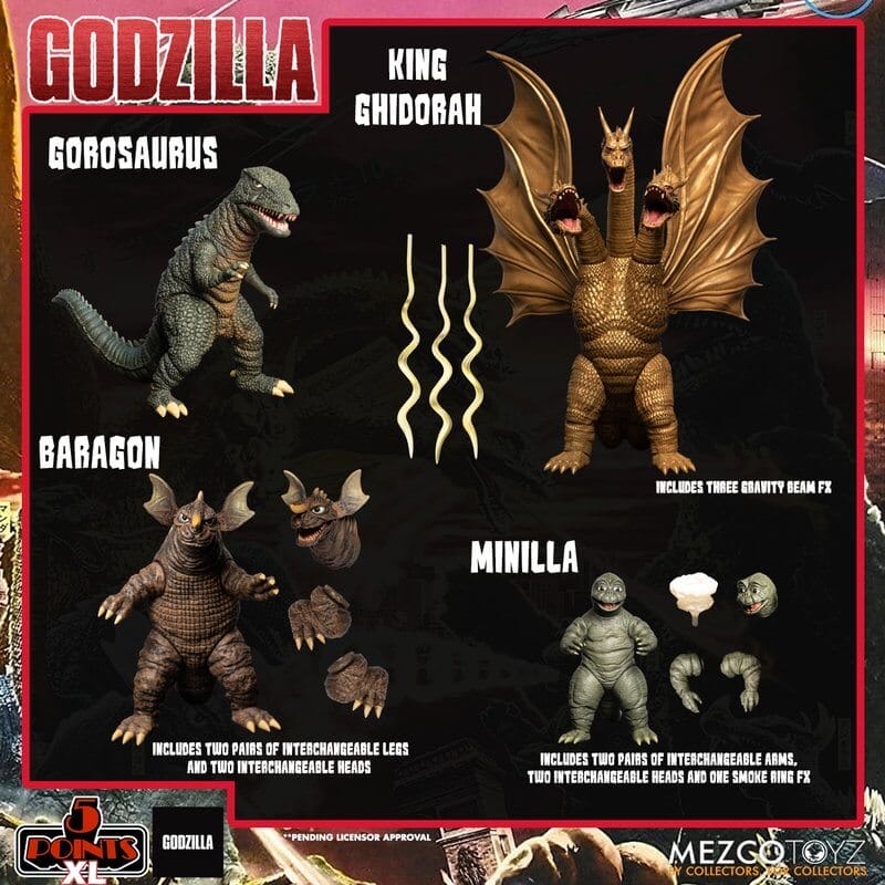 Godzilla: Destroy All Monsters (1968) 5 Points XL Round 2 Boxed Set by Mezco