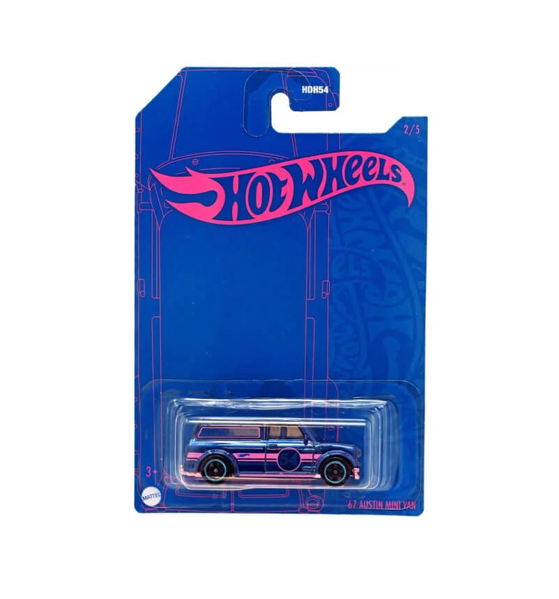 Hot Wheels Pink & Navy Pearl & Chrome - '67 Austin Mini Van Diecast Car