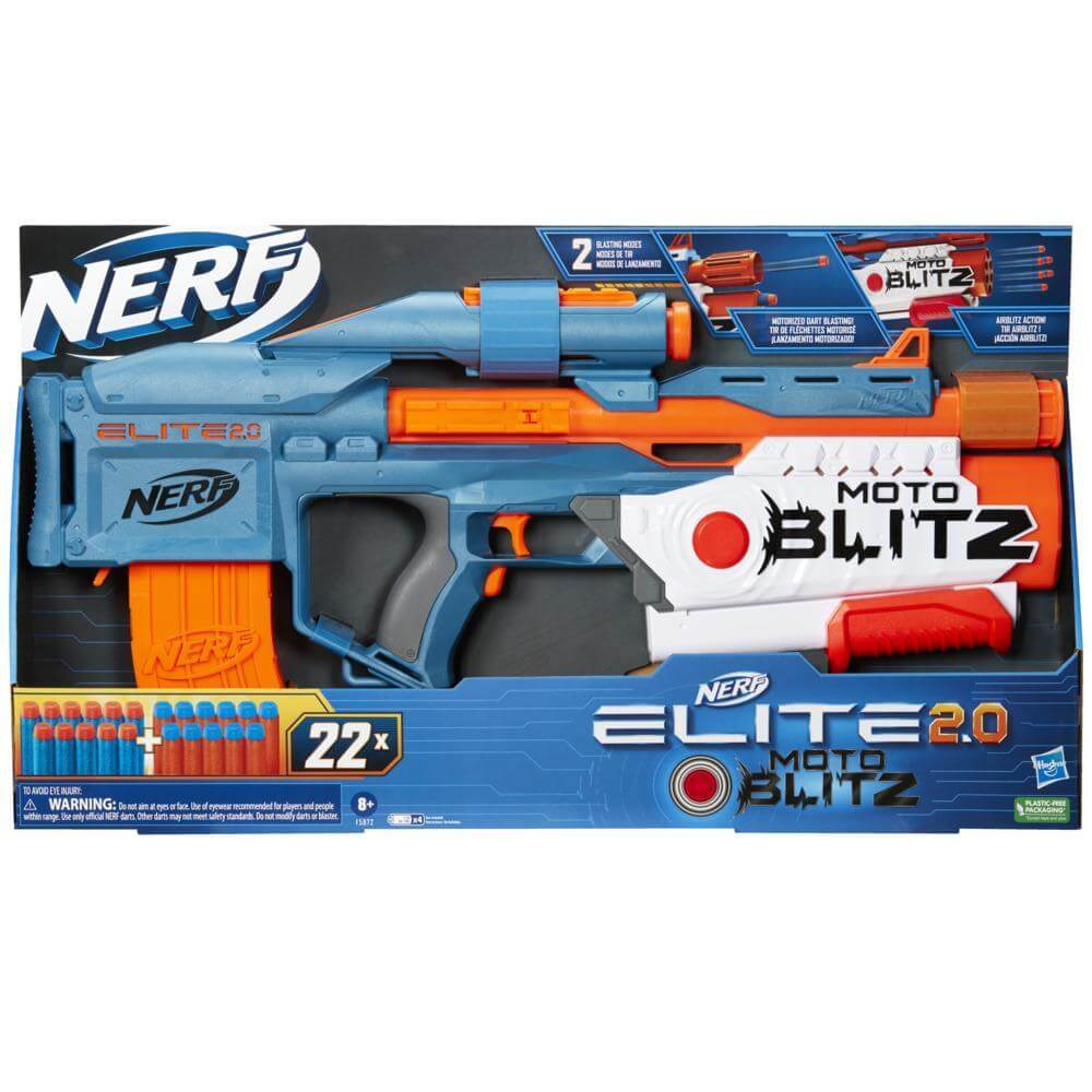 Nerf Elite 2.0 Moto Blitz, Motorized 10-Dart Blasting, 6 Darts at Once