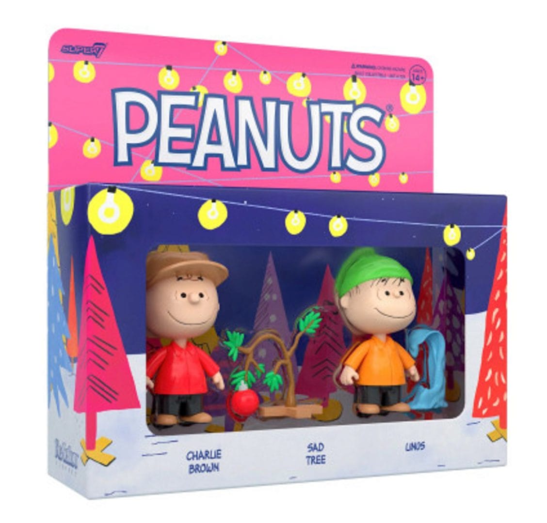 Peanuts Holiday Charlie Brown with Sad Christmas Tree and Linus 3 3/4-Inch ReAction Figures Box Set