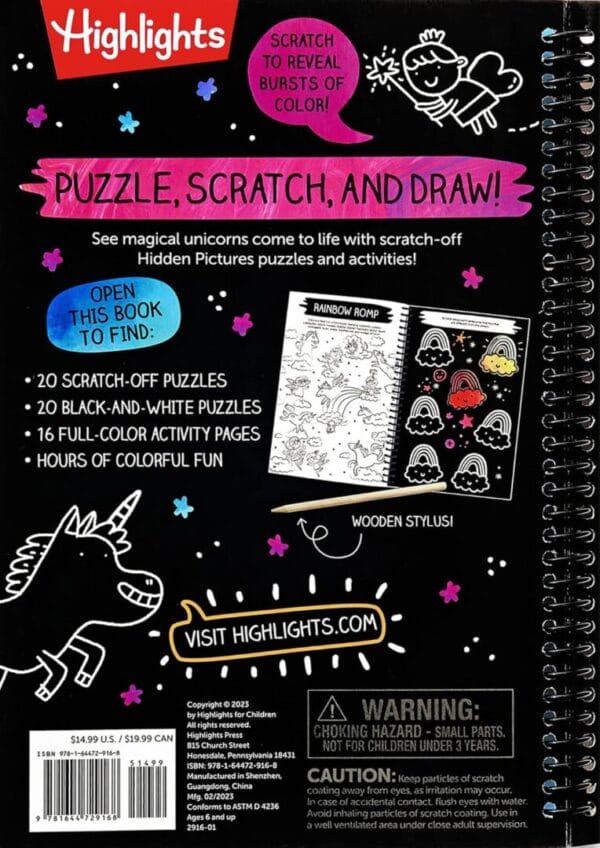Highlights: Scratch-Off Hidden Pictures- Unicorn Puzzles - Image 4