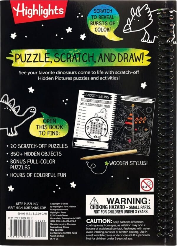 Highlights: Scratch-Off Hidden Pictures- Dinosaur Puzzles - Image 6