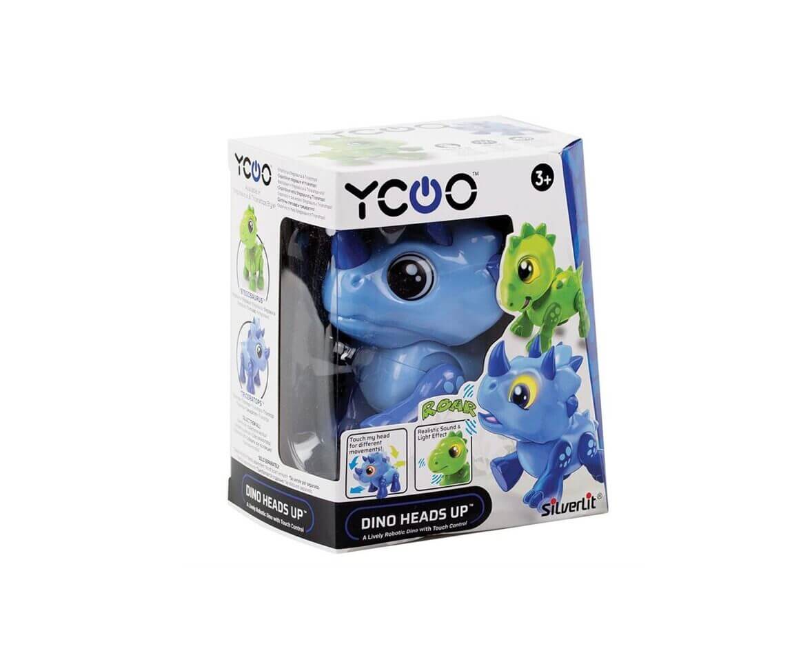 Dino Heads Up: Blue Triceratops Robot Pet